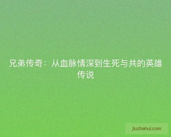 兄弟传奇：从血脉情深到生死与共的英雄传说